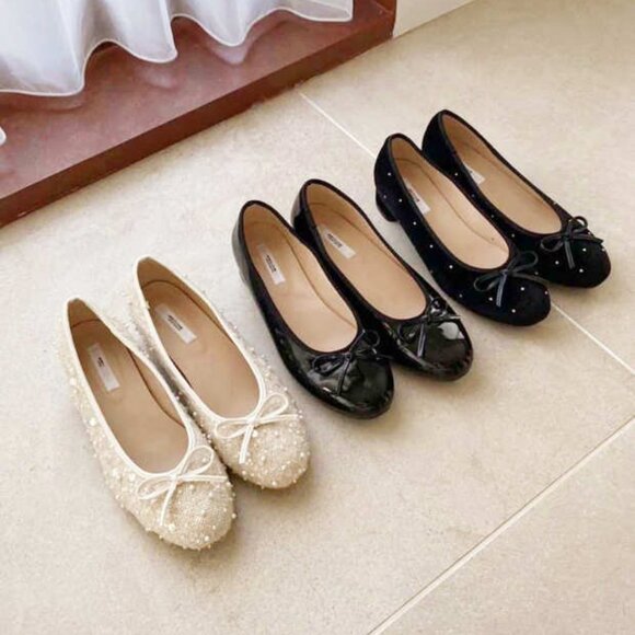 Nice Claup Glitter Pearl Bow Ballerina Pumps – Size S (~US 5–5.5) - Picture 5 of 10